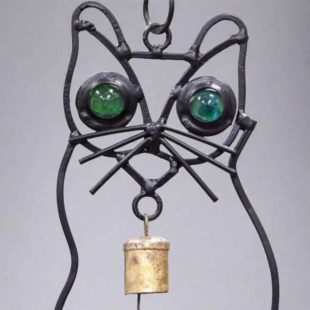 Iron Cat Green Eye Bell Wind Chime