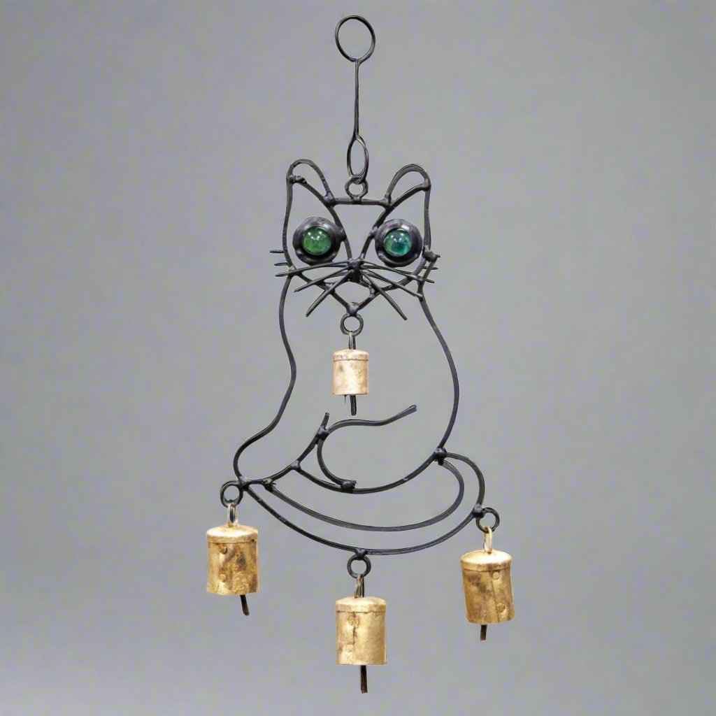 Iron Cat Green Eye Bell Wind Chime