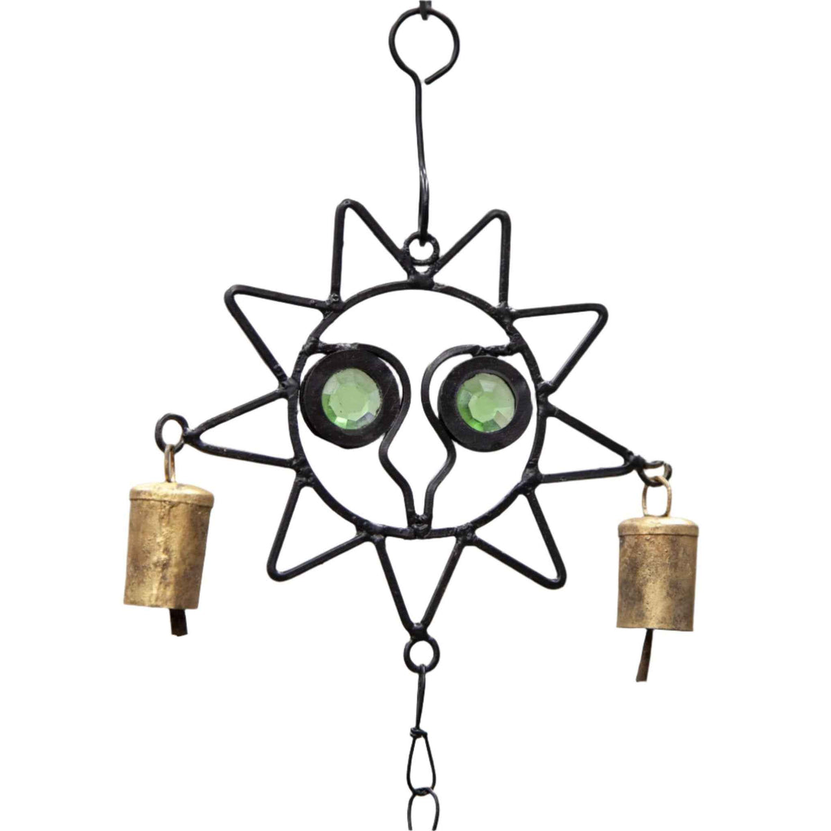 Iron Celestial Chime With Glass Accents