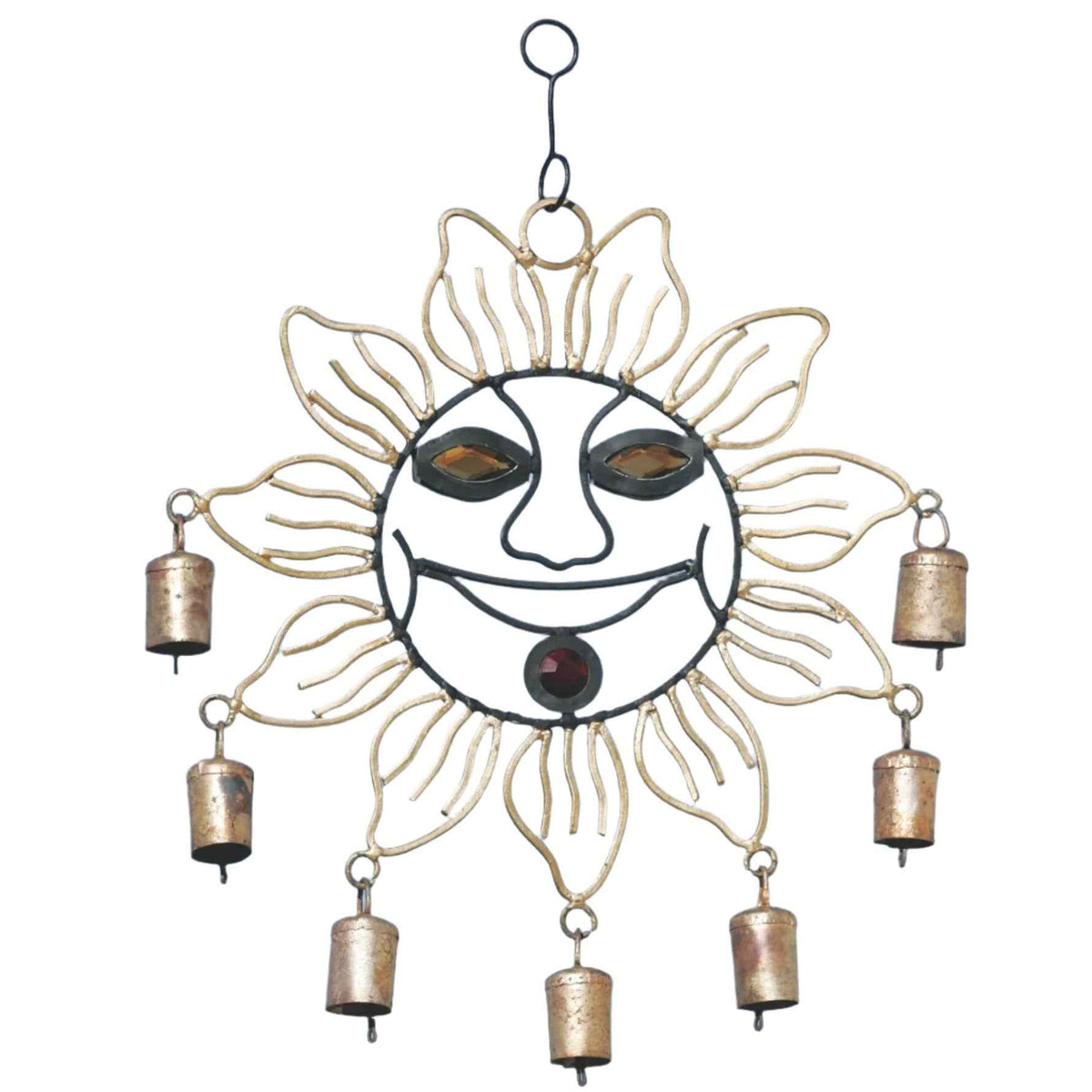 Iron Sun Glass & Seven Tin Bell Wind Chime