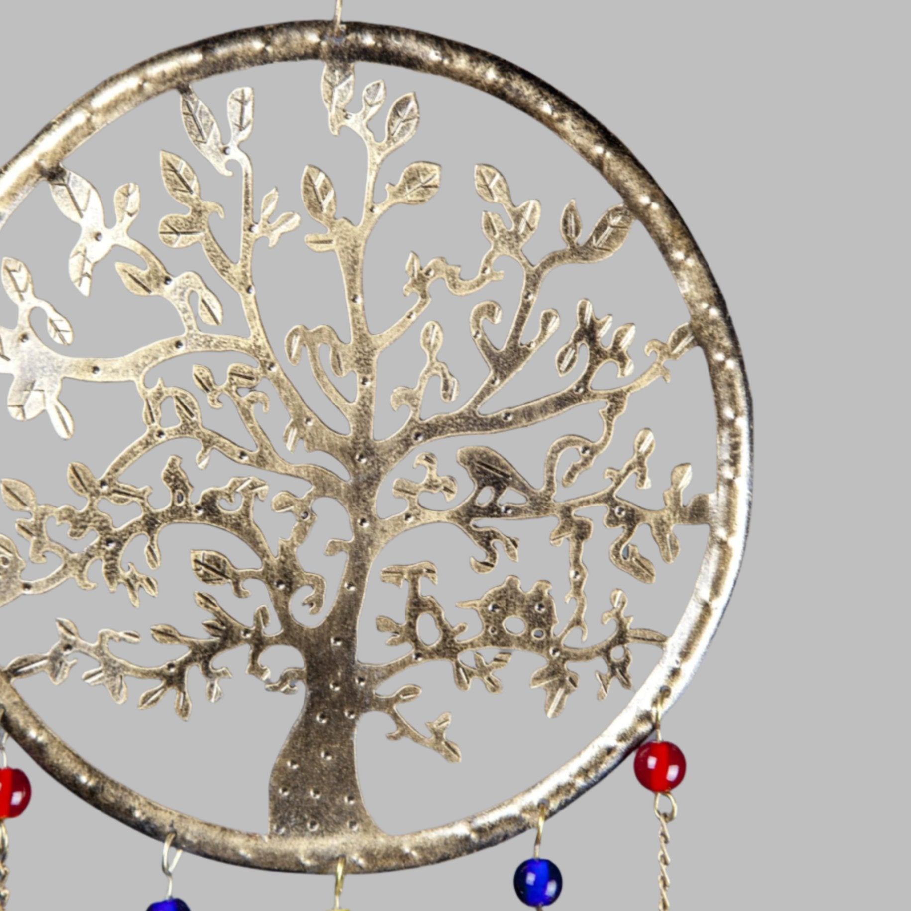 Iron Tree of Life Glass Bead & Bell Wind Chime - Decorative Bells - Bellbazaar.com - TS820