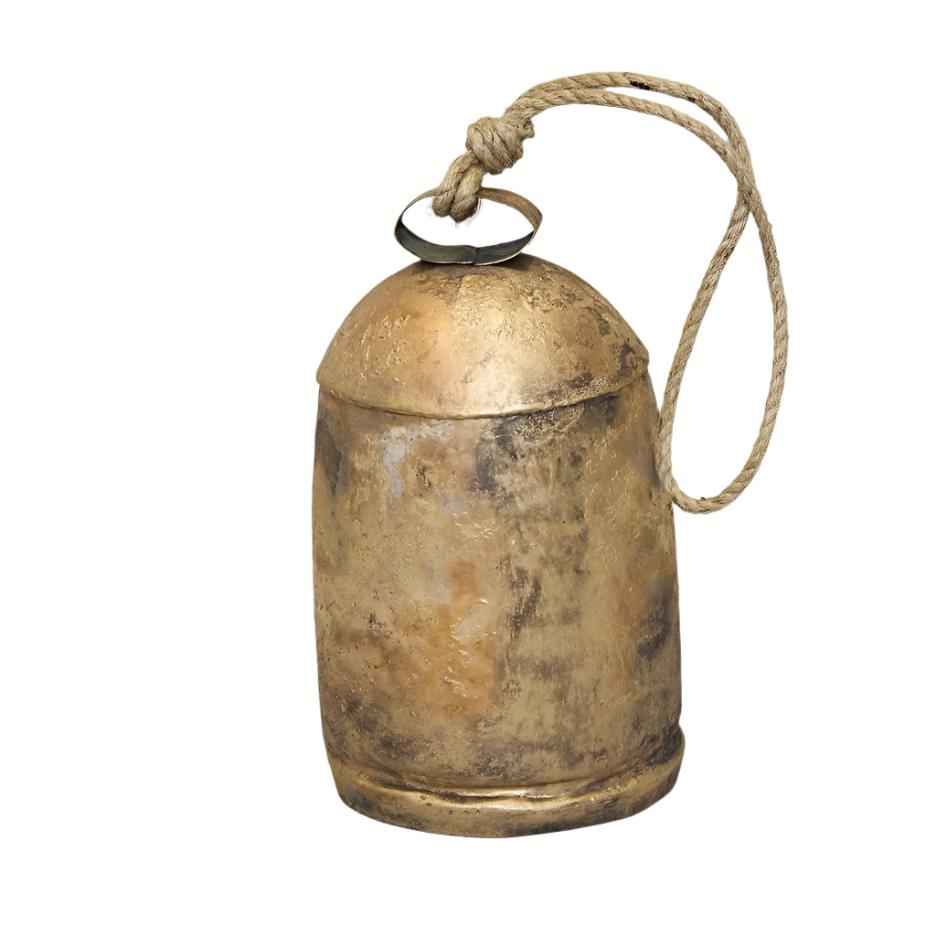 Large Antique-Style Tin Bells with Rope Handles