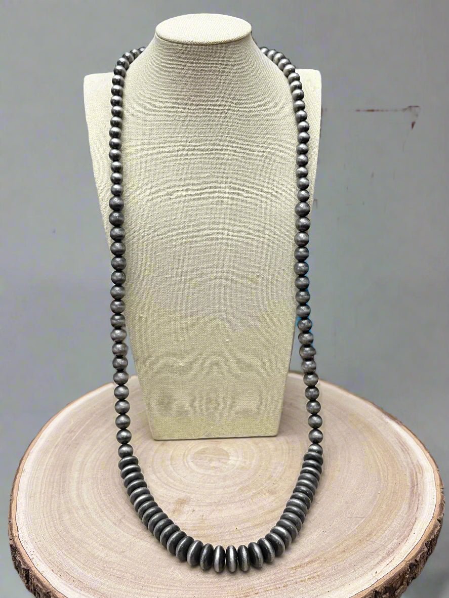 Navajo Style Pearl Necklace & Earring Set - 48 inch - Fashion Jewelry - Bell Bazaar