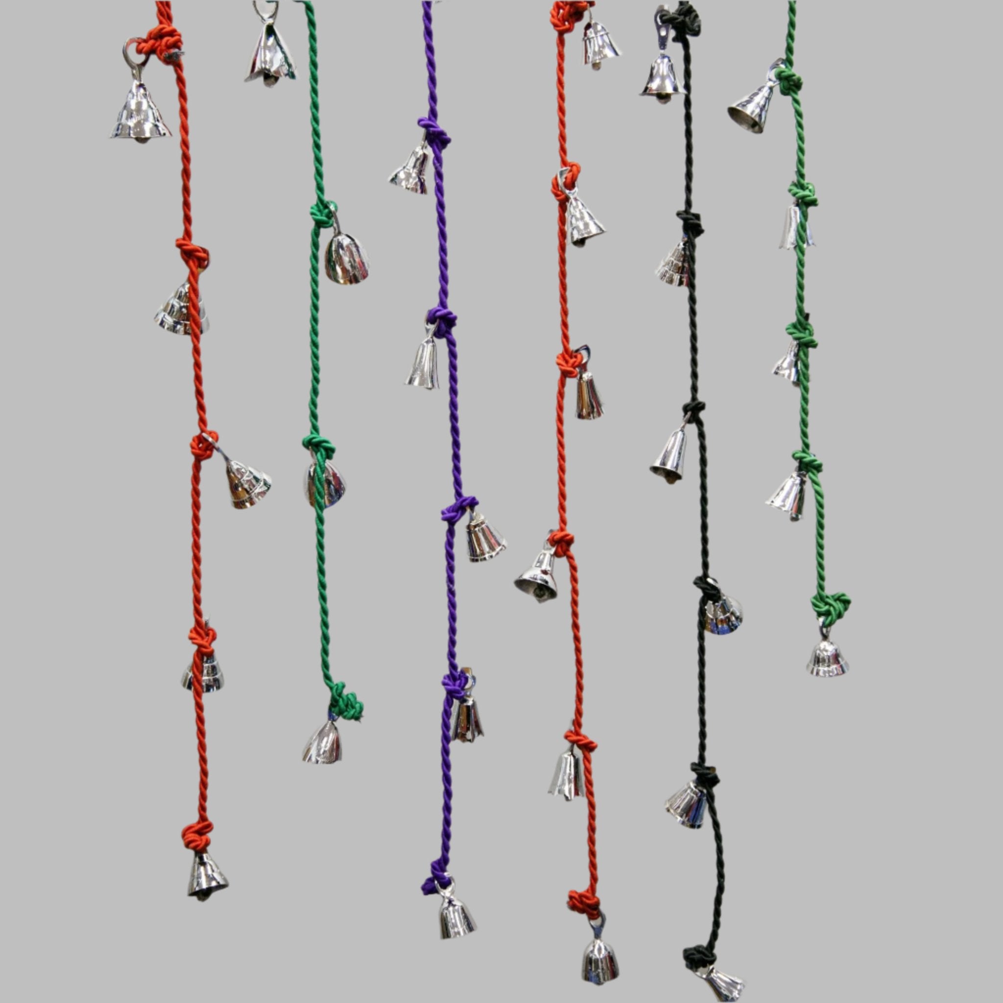 Nickel - Plated Brass Bells on a Cord - Decorative Bells - Bellbazaar.com - BS053 - BL
