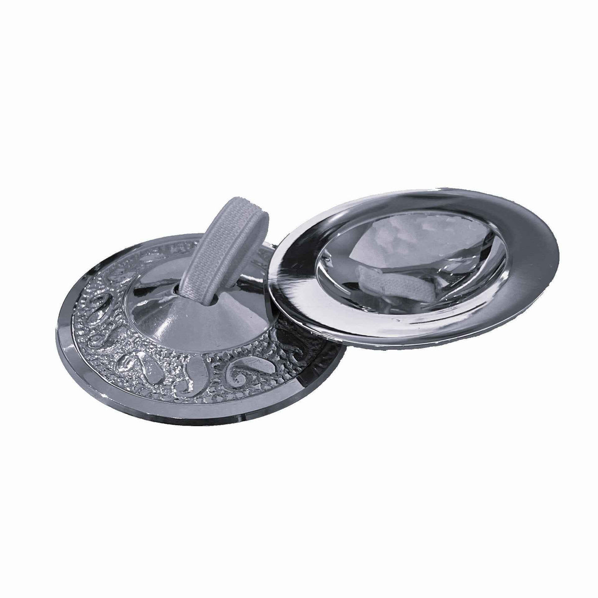 Paisley Design Brass Finger Cymbals – Two Slots, 2.38" Diameter