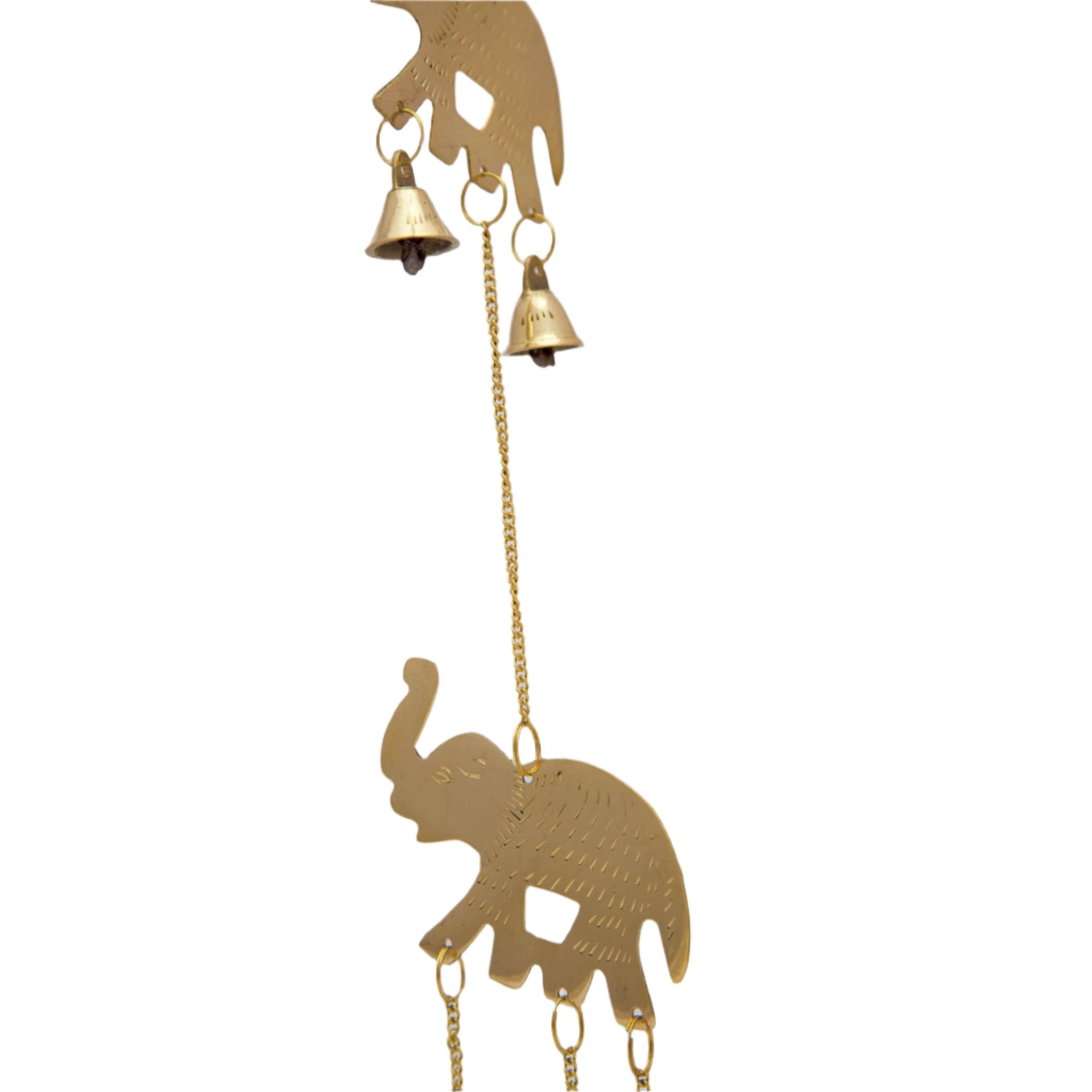 Polished Brass Three Elephant Bell Wind Chime - Decorative Bells - Bellbazaar.com - BS337