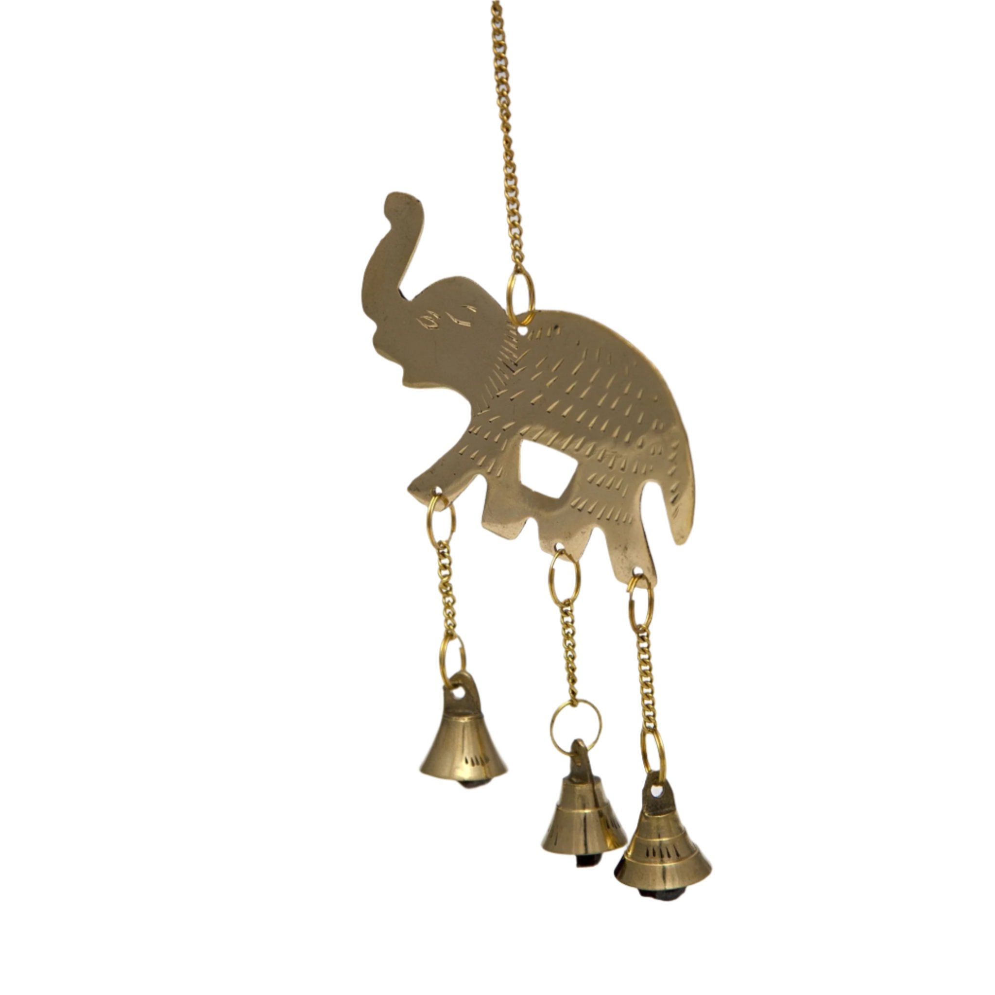 Polished Brass Three Elephant Bell Wind Chime - Decorative Bells - Bellbazaar.com - BS337