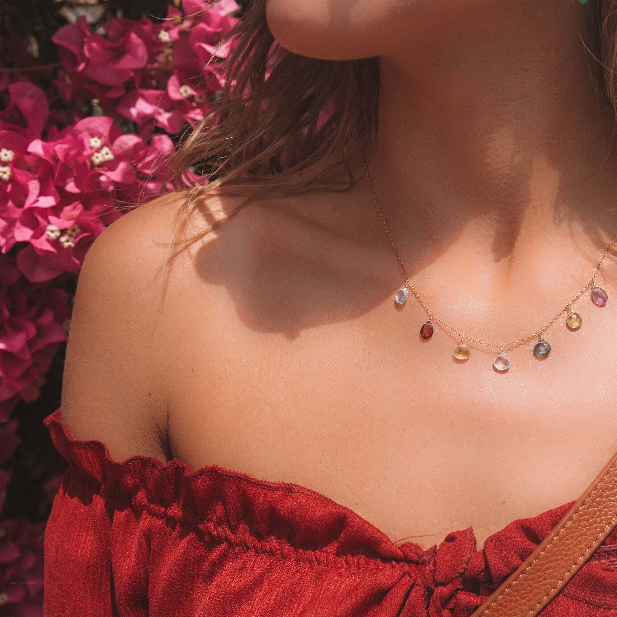 Rainbow Sparkler Necklace - Gold - Necklaces - Bell Bazaar