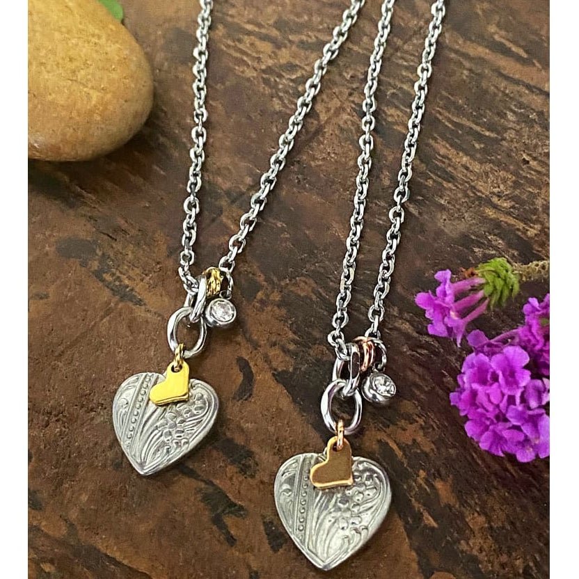 Reversible Heart Necklace with Gold or Rose Gold Accent - Apparel & Accessories > Jewelry > Necklaces - Bell Bazaar