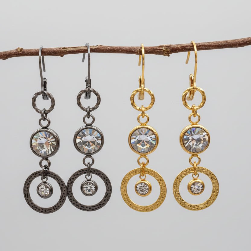 Rhinestone Sparkle Link Drop Earrings - Bell Bazaar