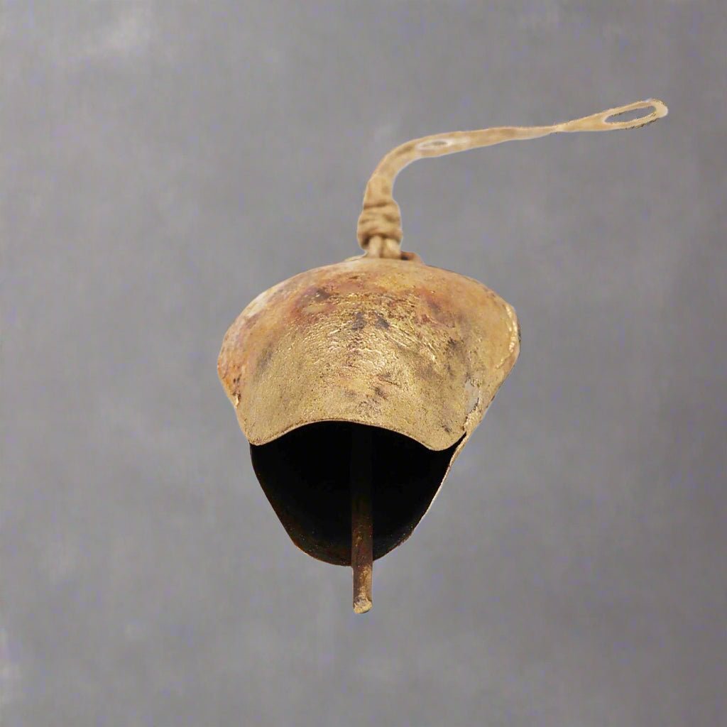Rustic Tulip - Shaped Tin Bell with Jute Hanger – Handmade Metal Bell with Striker - Decorative Bells - Bellbazaar.com