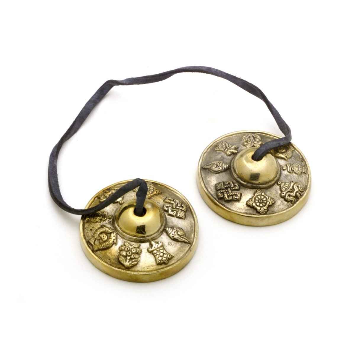 Seven-Metals Tingsha Cymbals – Eight Auspicious Symbols