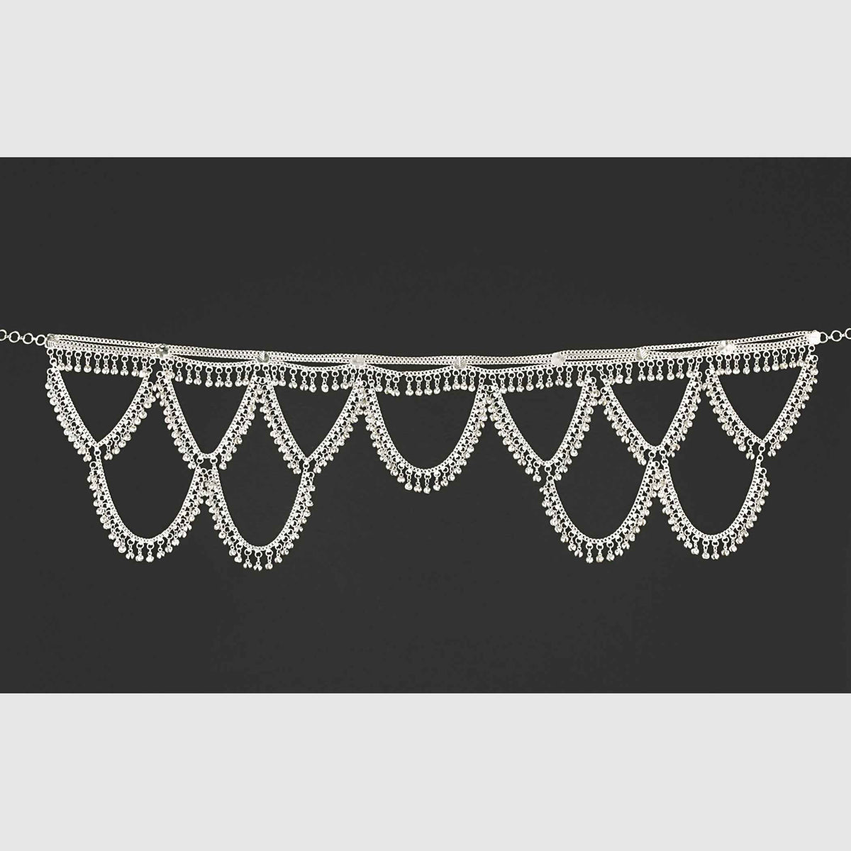 Silver-Tone White Metal Belt with Loops - Modern & Sophisticated Accessory