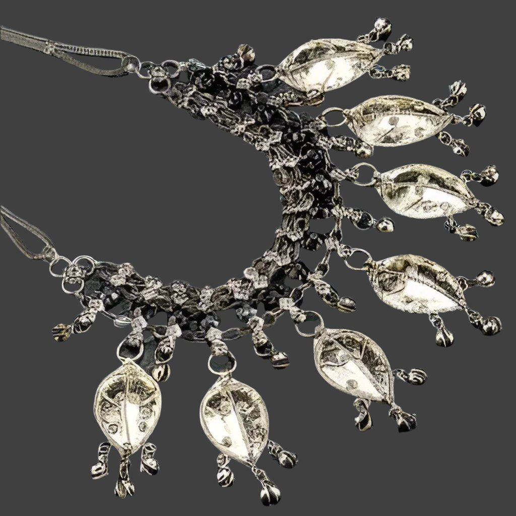 Silver - Tone White Metal Necklace with Black Stone - Sophisticated & Timeless Design - Apparel & Accessories > Jewelry