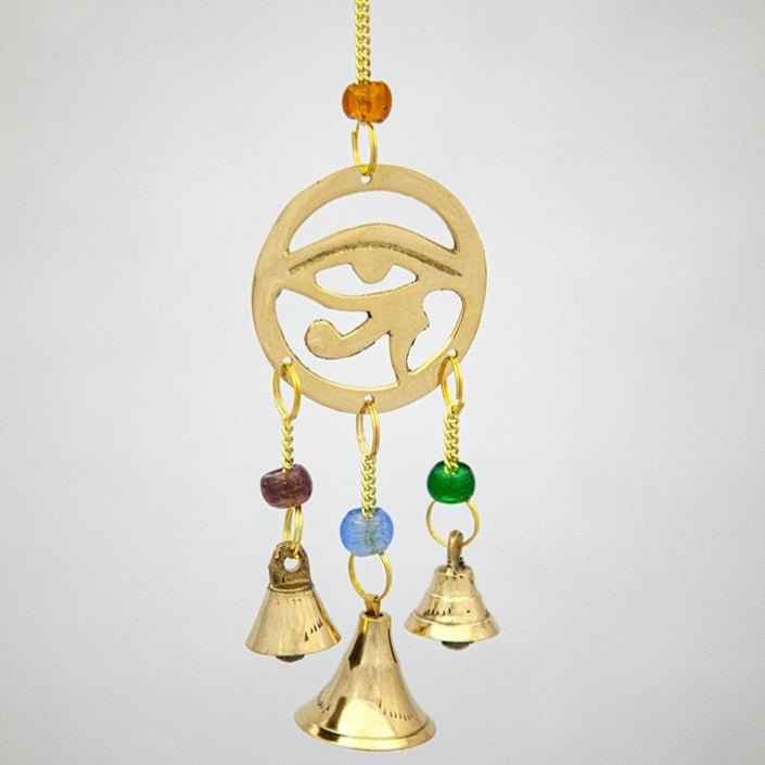 Small Brass Chimes with Three Bells and Glass Beads