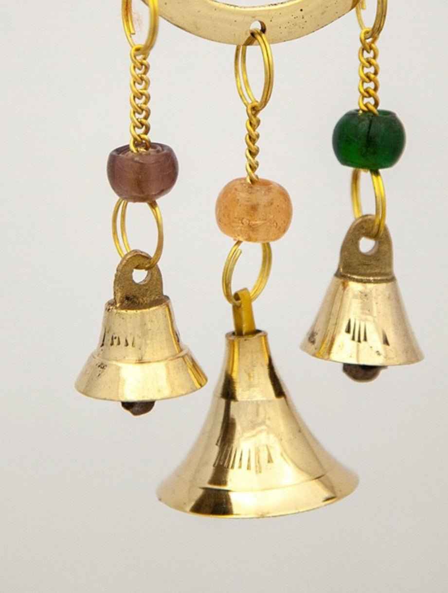 Small Brass Chimes with Three Bells and Glass Beads