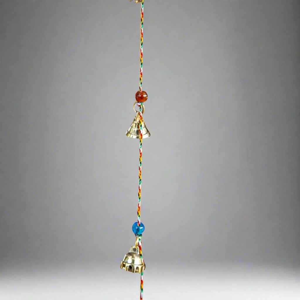 Mini Brass Bell Strand on 30 inch Multicolor Cord