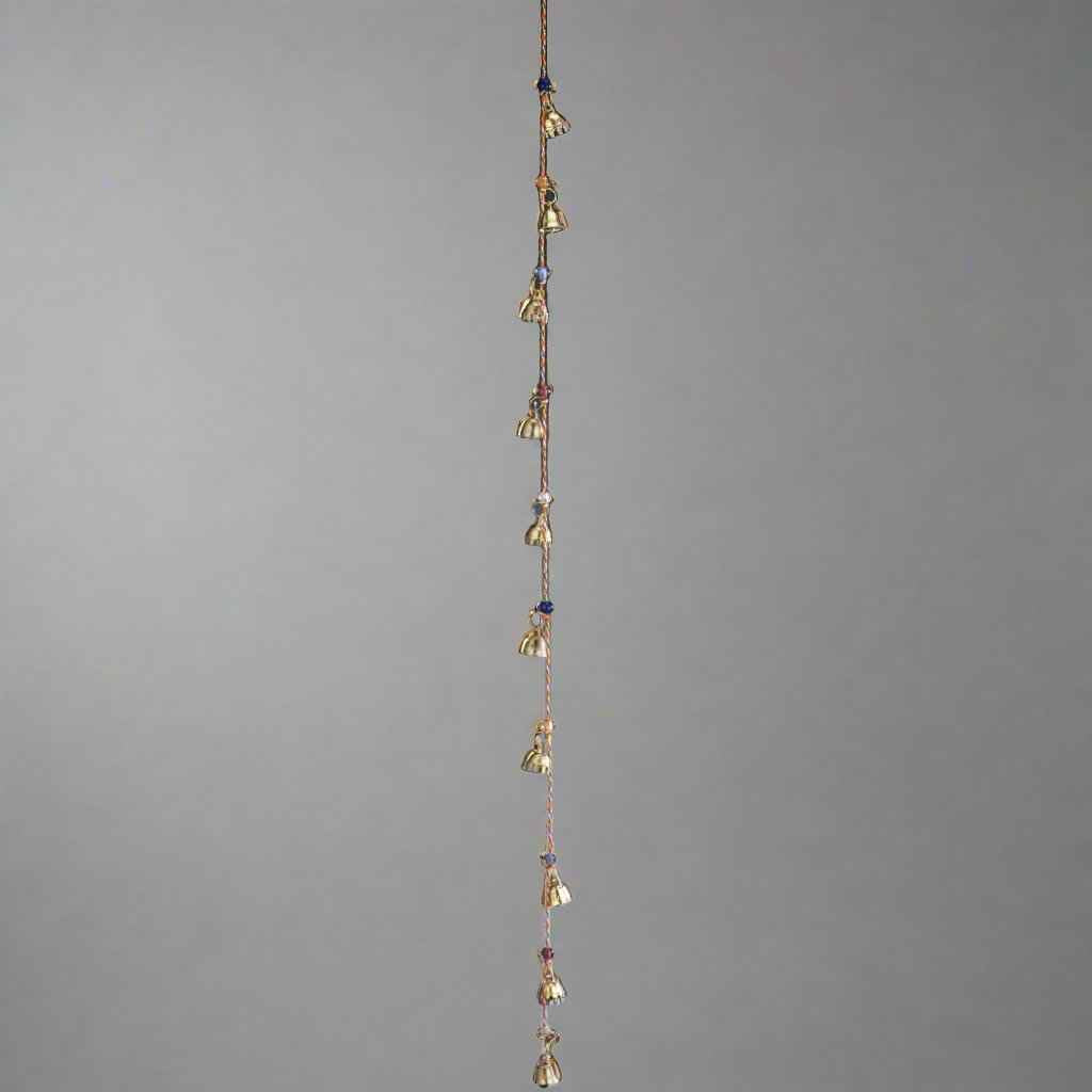 Mini Brass Bell Strand on 30 inch Multicolor Cord