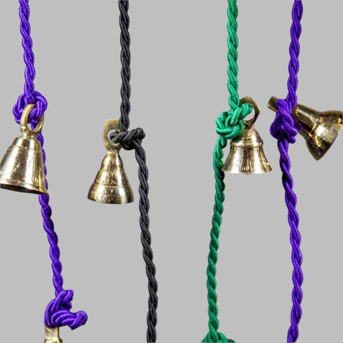 Three Handcrafted Brass Bells on Cord