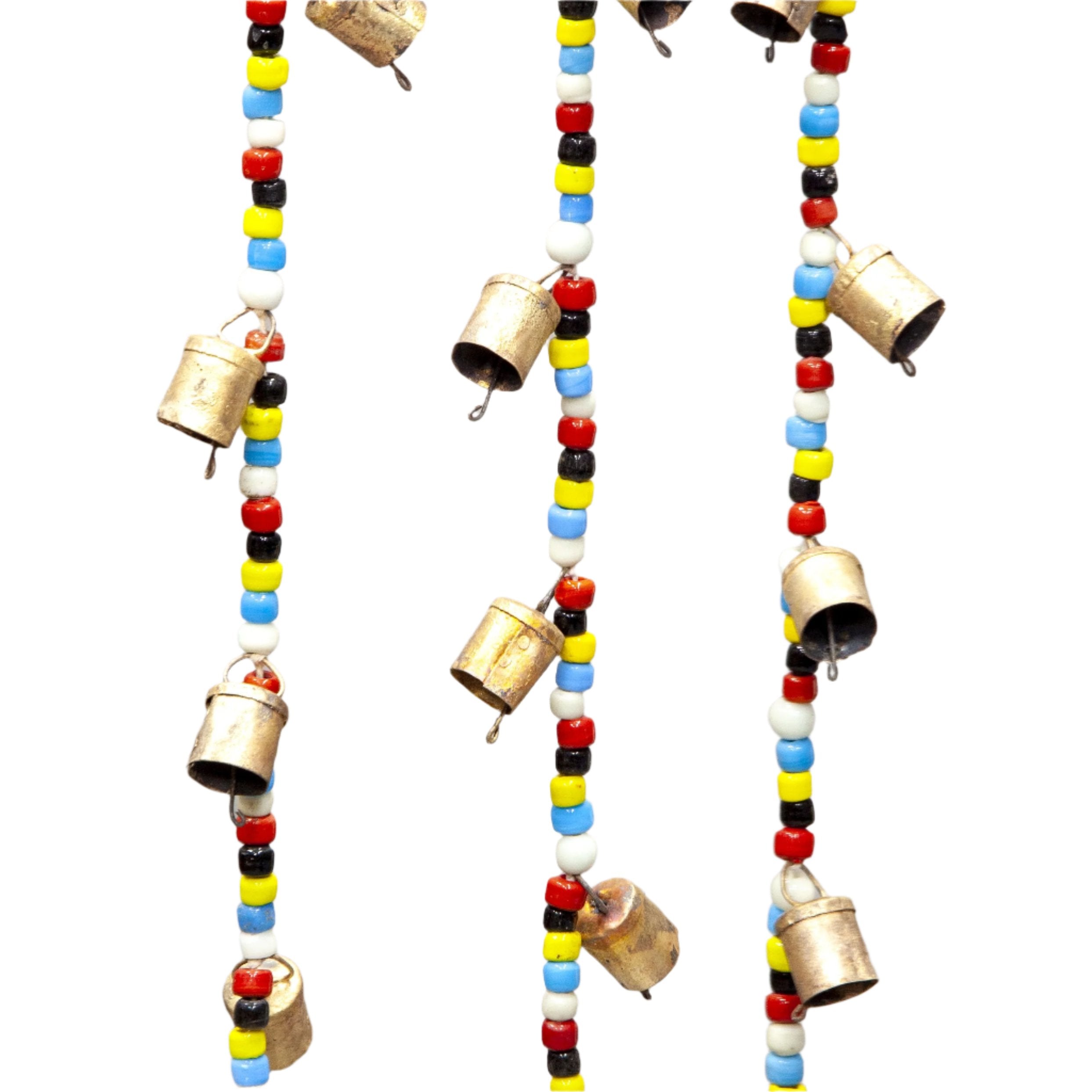 Tin Bell & Bead Cord Wind Chime - Decorative Bells - Bellbazaar.com - TS086