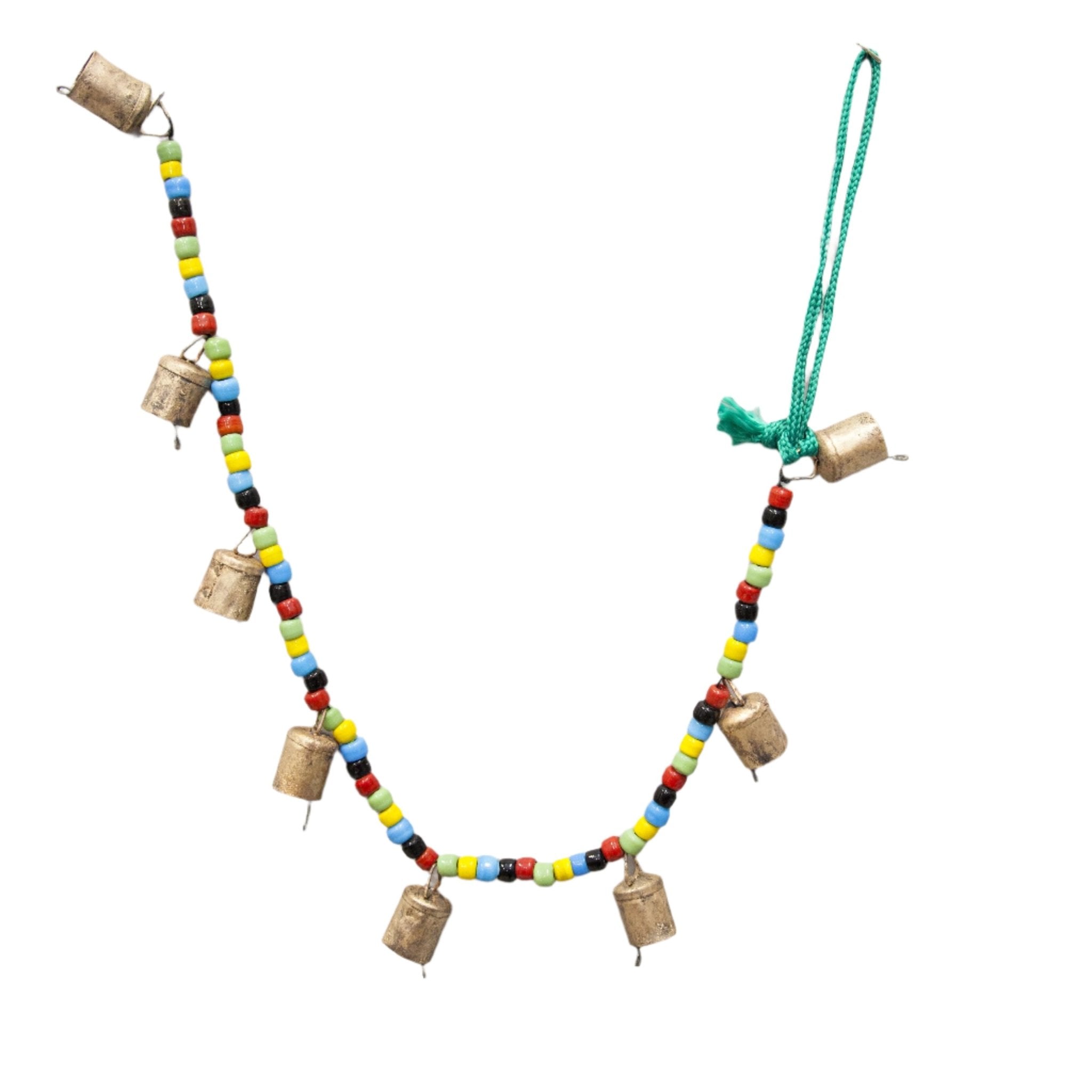 Tin Bell & Bead Cord Wind Chime - Decorative Bells - Bellbazaar.com - TS086