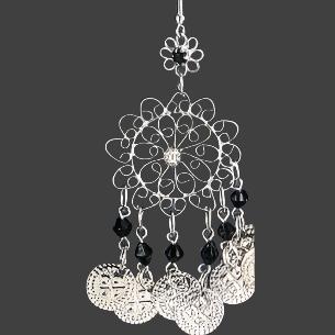 Traditional White Metal Filigree Chandelier Earrings with Colorful Beads - Elegant Handcrafted Jewelry-jw122bk