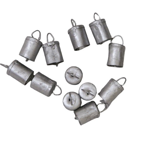 Vintage - Style Silver Tin Bells - 1.75" H x 7/8" D - Dozen Pack - Decorative Bells - Bellbazaar.com - TL001 - SL