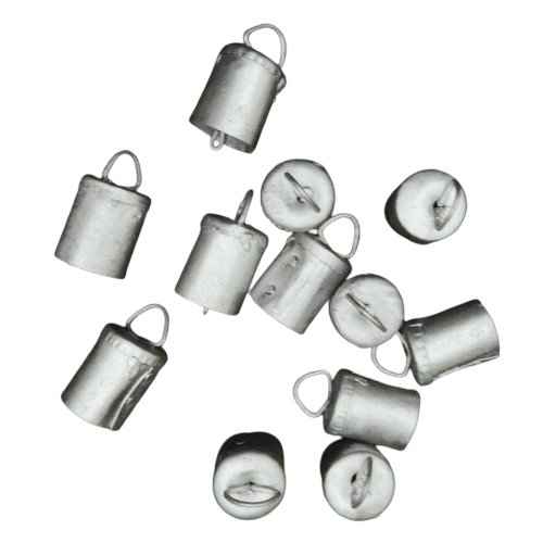 Vintage-Style Silver Tin Bells - 1.75" H x 7/8" D - Dozen Pack