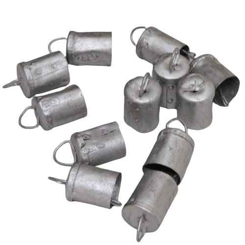 Vintage-Style Silver Tin Bells - 1.75" H x 7/8" D - Dozen Pack