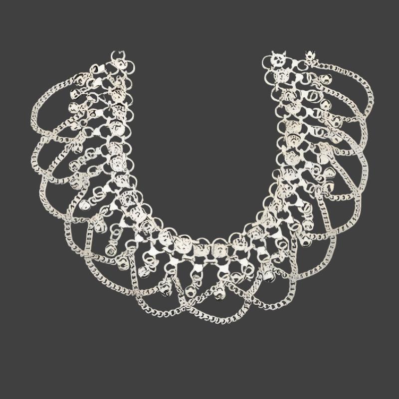 Vintage White Metal Boot Style Anklet with Bell Charms & Chain Links - Bold & Eye - catching Design - Apparel & Accessories