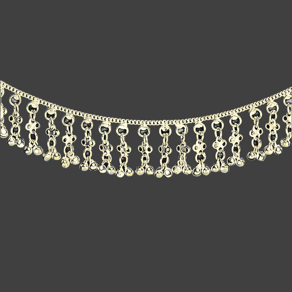 White Metal Anklet Chain with Bell Tassels - Delicate & Feminine Accessory - Apparel & Accessories > Jewelry > Anklets