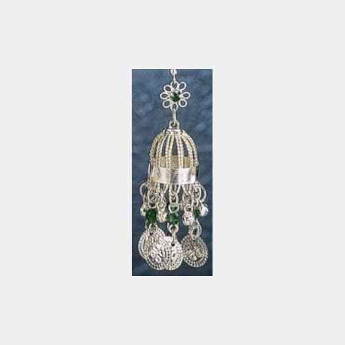 White Metal Dome-Shaped Earrings with Beads & Dangling Coins - Eye-catching & Unique Design