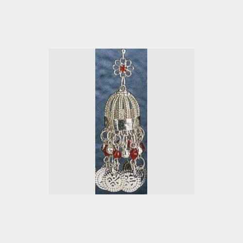 White Metal Dome-Shaped Earrings with Beads & Dangling Coins - Eye-catching & Unique Design