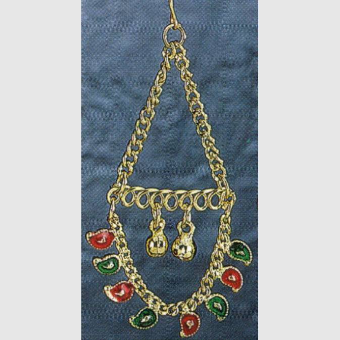 White Metal Earrings with Bells & Paisley Charms in Red and Green - Colorful & Detailed Accessory - Apparel & Accessories
