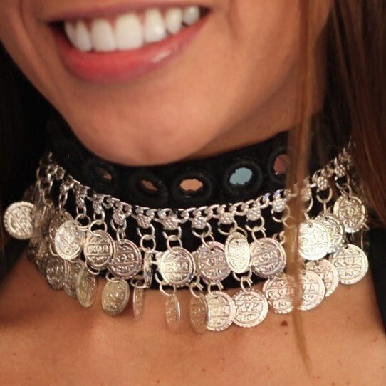 White Metal Head Ornament with Mirror & Coins - Regal & Eye - catching Accessory - Apparel & Accessories > Jewelry