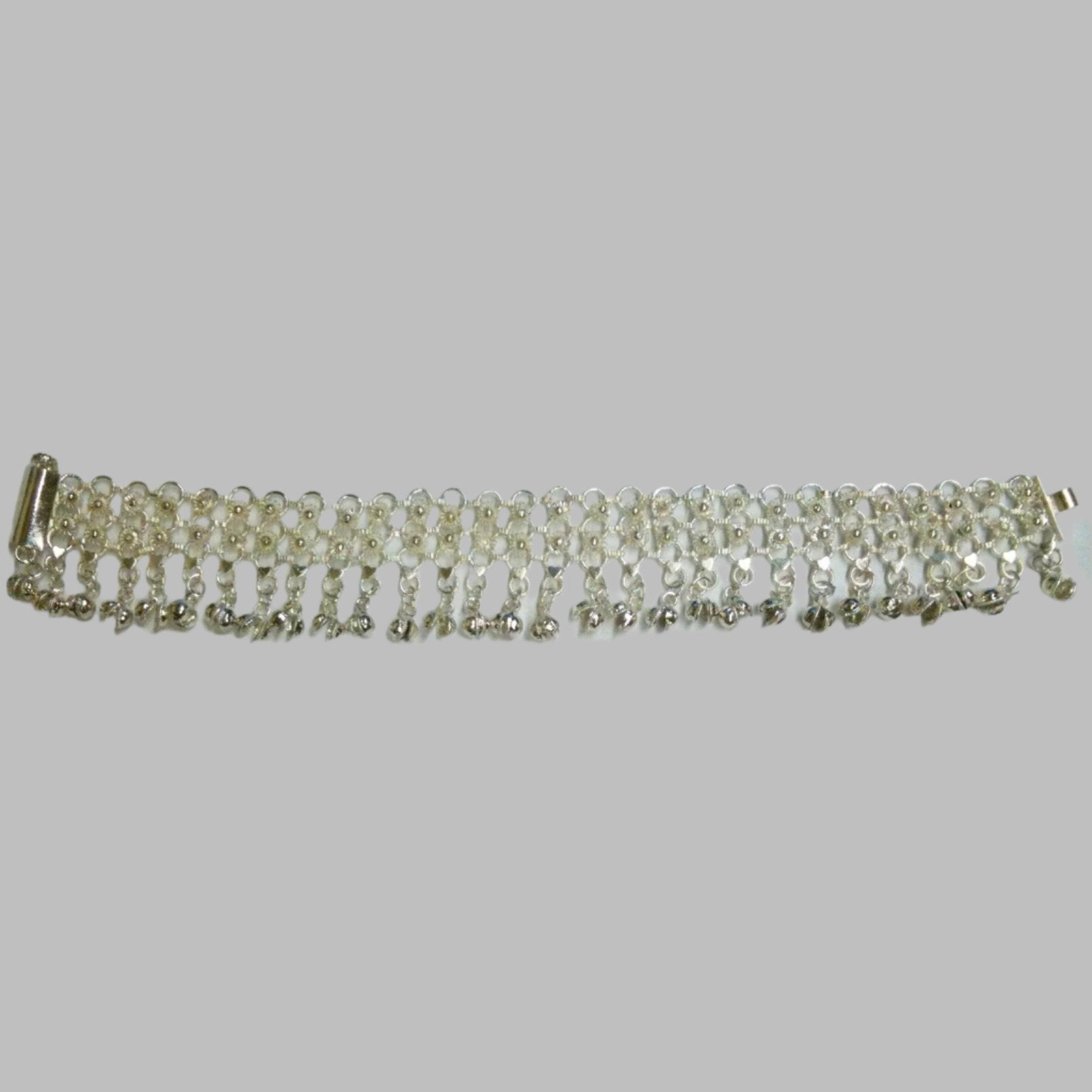 Wide Silver - Tone Anklet with Bells - Bold & Festive Fashion Statement - Apparel & Accessories > Jewelry > Anklets
