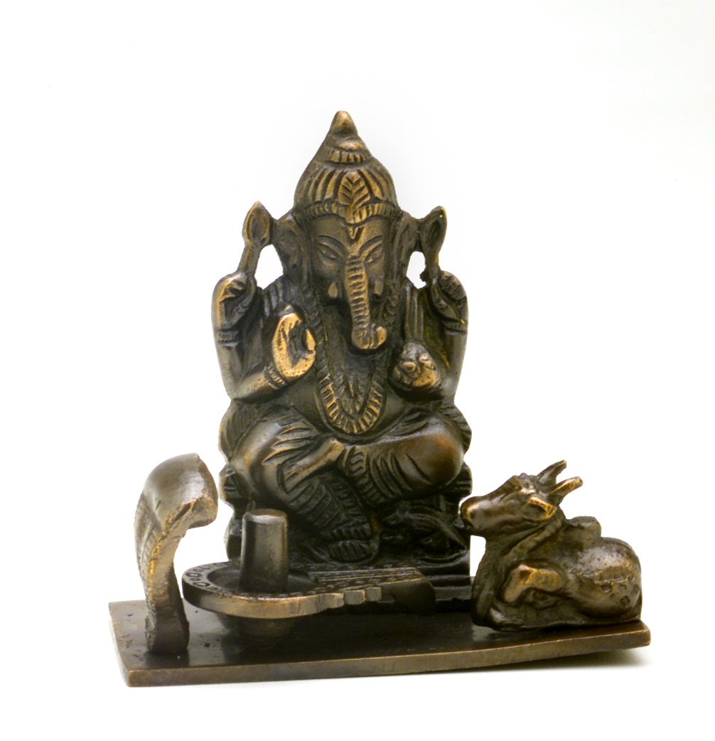 Lord Ganesha in a Swan Chariot - Brass Statue-www.malaikagroup.com