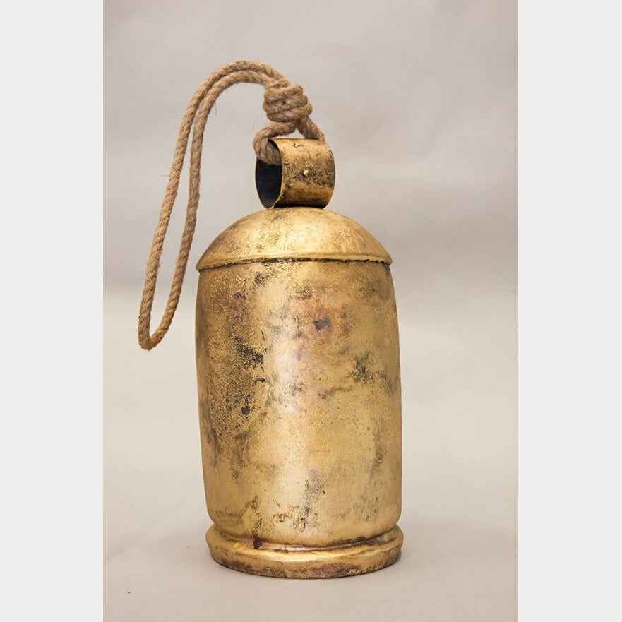 Large Antique-Style Tin Bells with Rope Handles