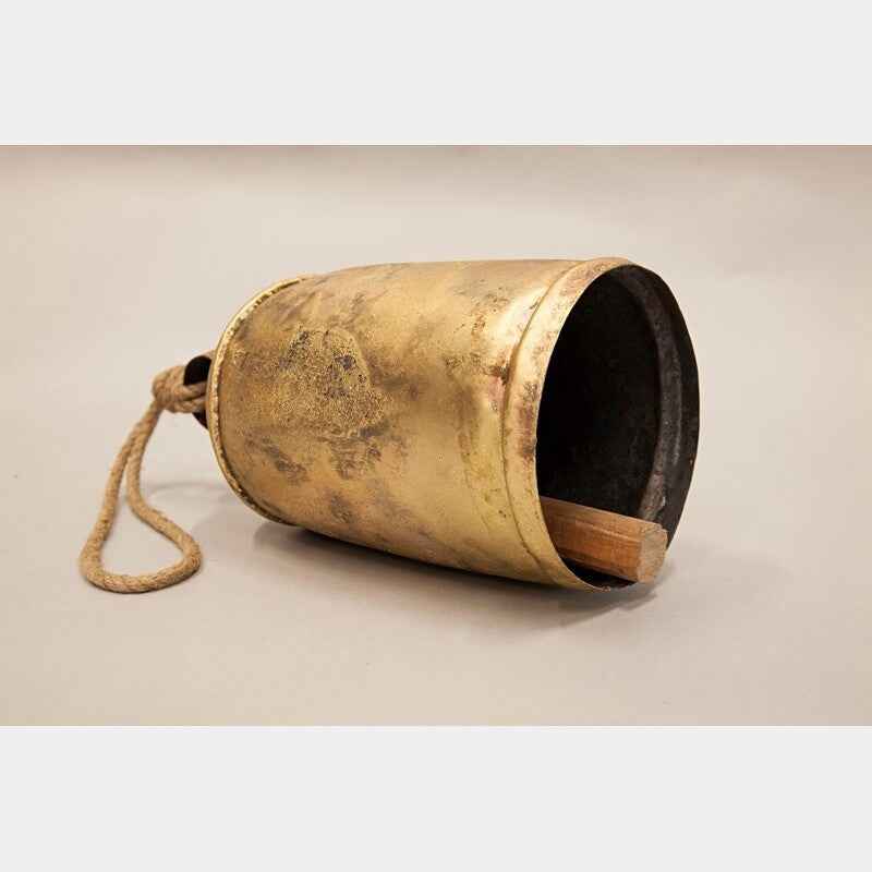 Large Antique-Style Tin Bells with Rope Handles