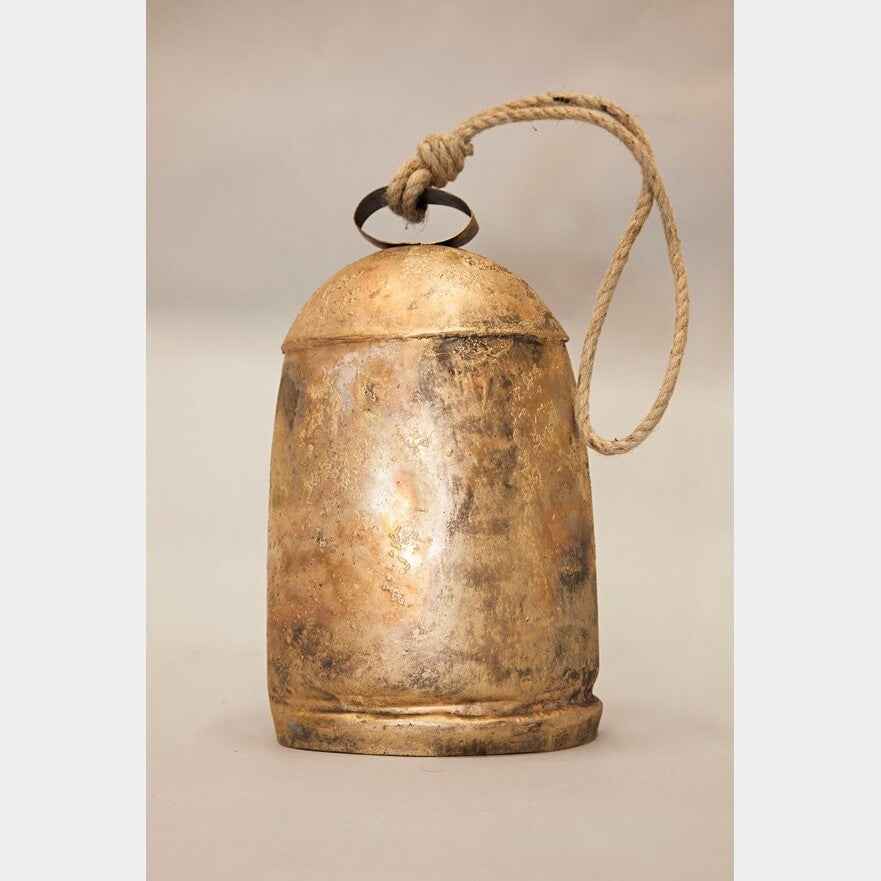 Large Antique-Style Tin Bells with Rope Handles
