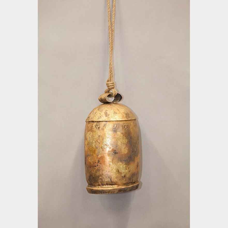 Large Antique-Style Tin Bells with Rope Handles
