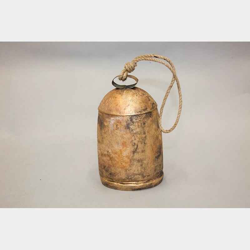 Large Antique-Style Tin Bells with Rope Handles