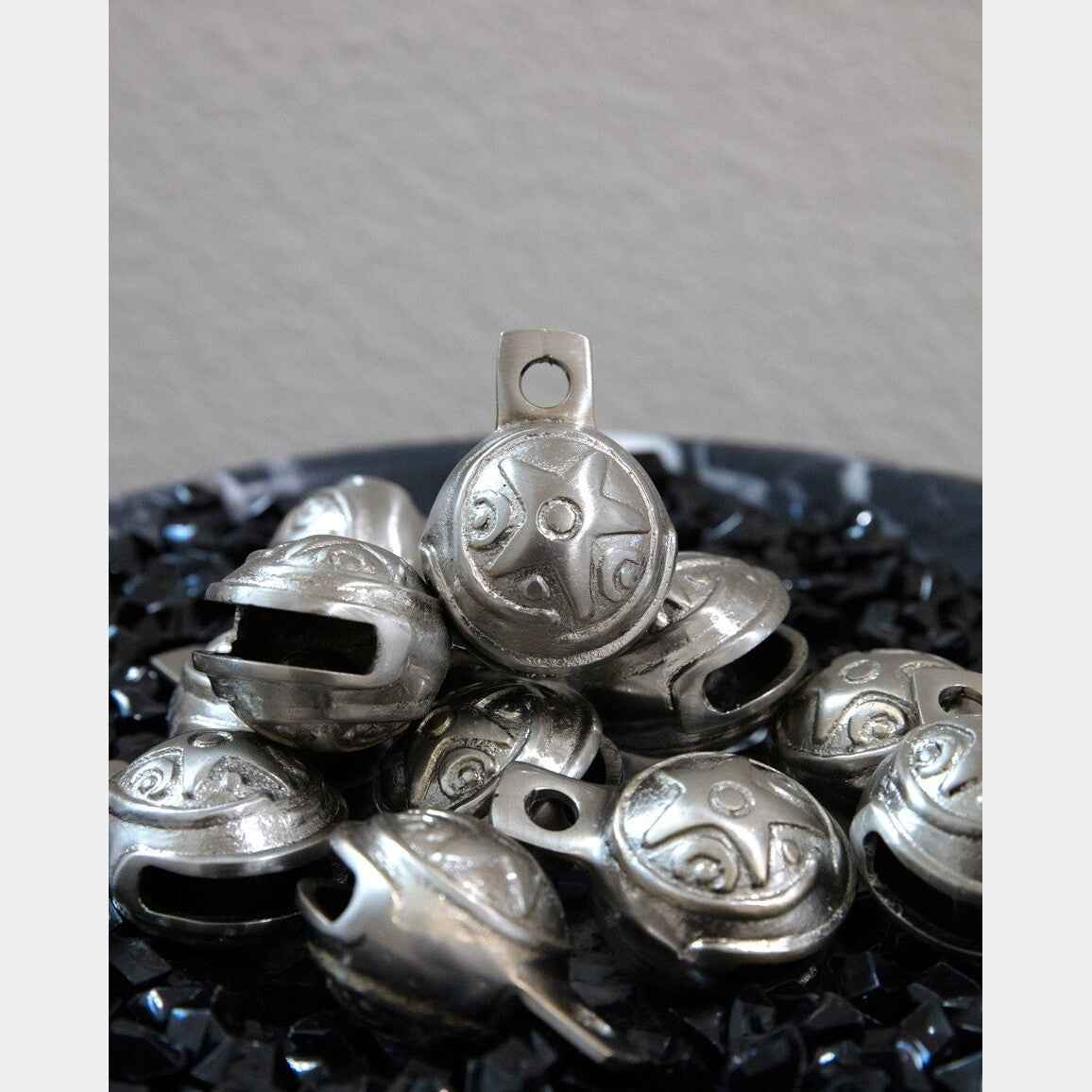 2-Inch Silver Moon & Star Brass Bell – Handcrafted Decorative Jingle Bell