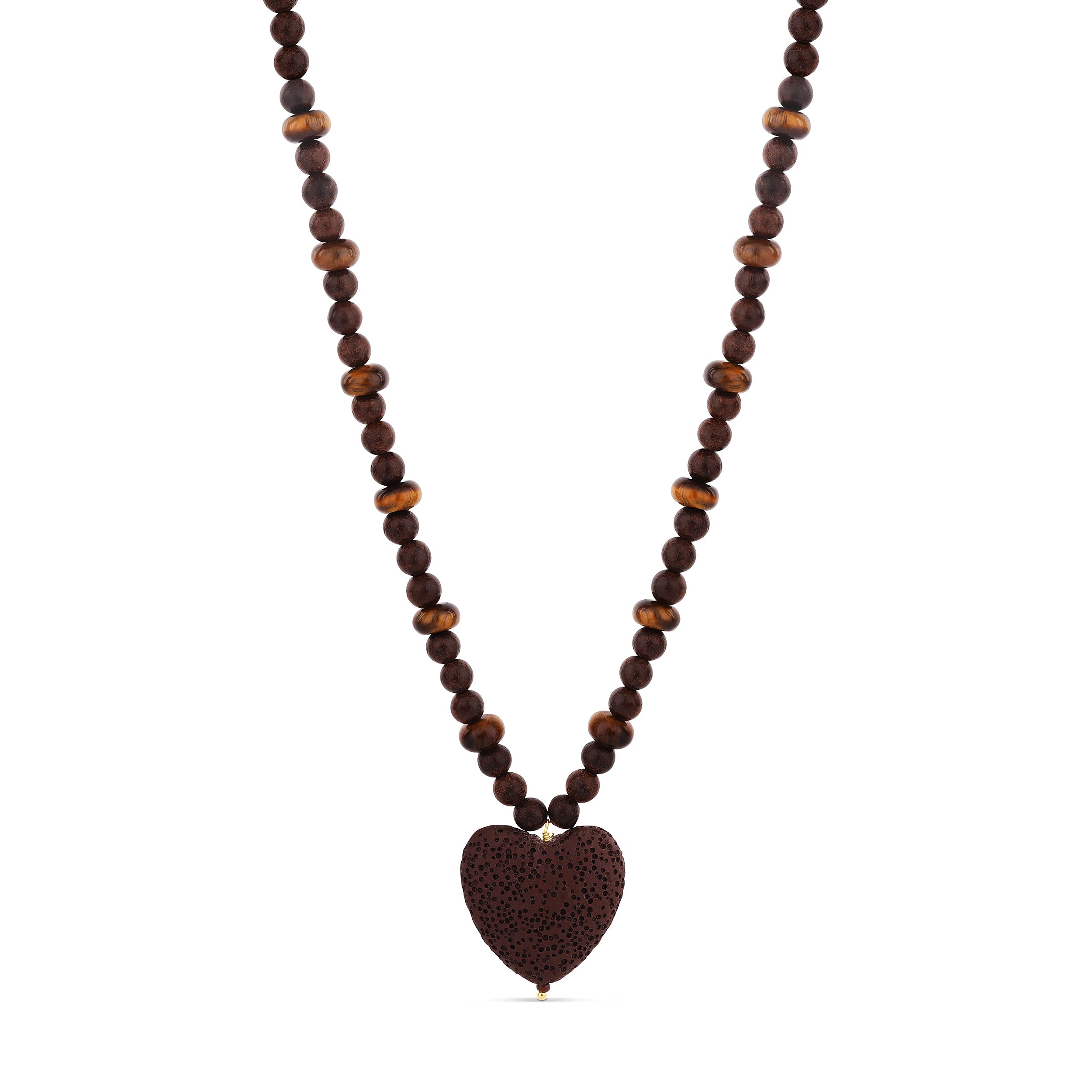 Lava Stone & Tiger’s Eye Heart Necklace