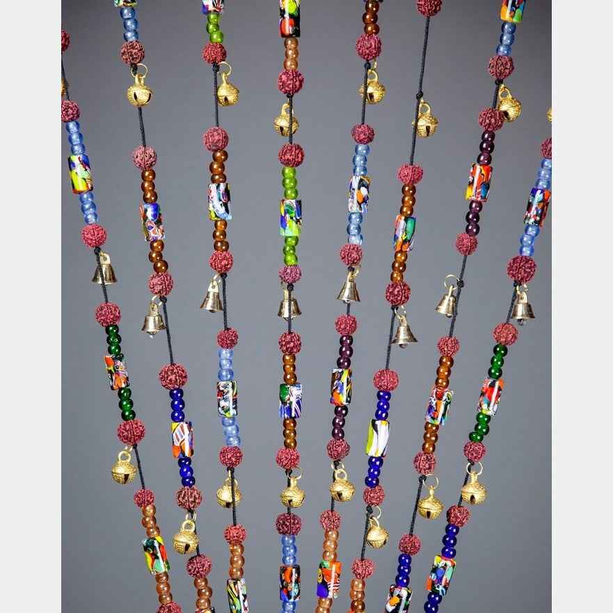 Brass Bells on a Cord with Beads