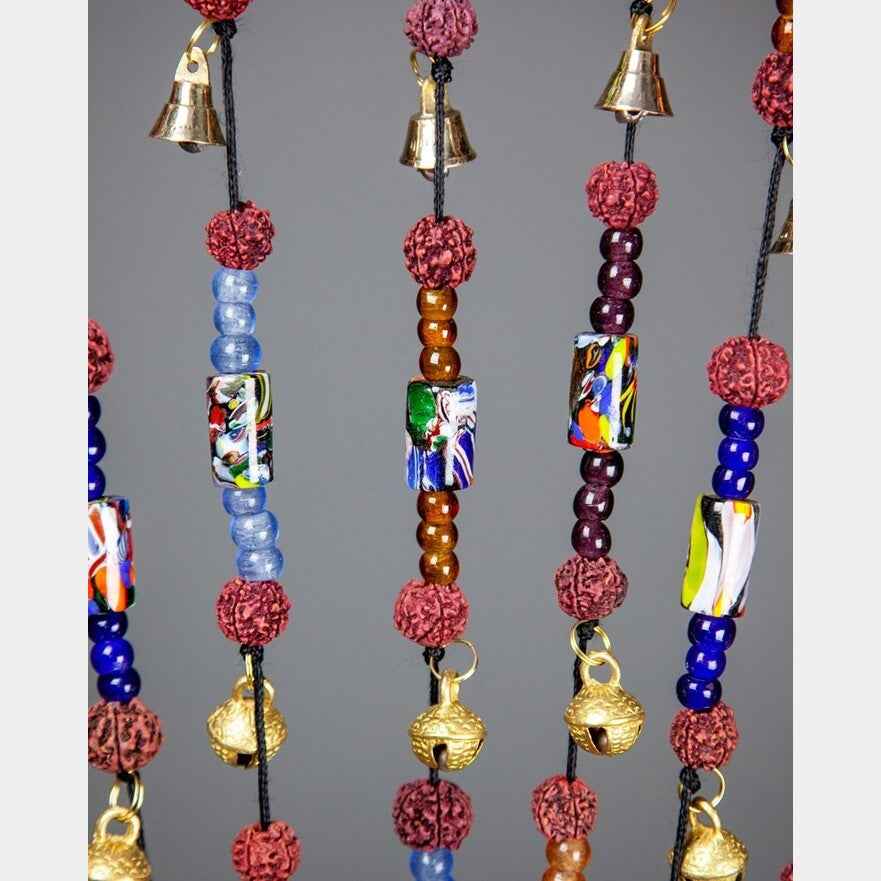 Brass Bells on a Cord with Beads