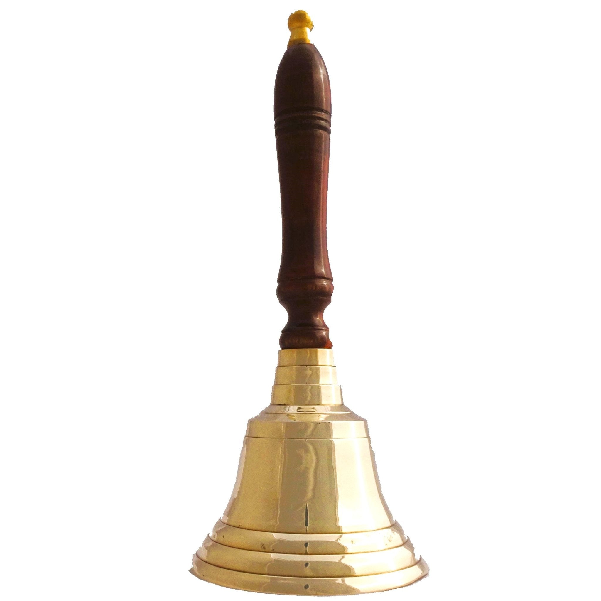 9.5 - Inch H Brass Bell with Wooden Handle - Hand Bells & Chimes - Bellbazaar.com - 17411