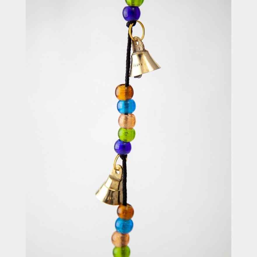 Brass Beaded Bell Chime with Six Elephants