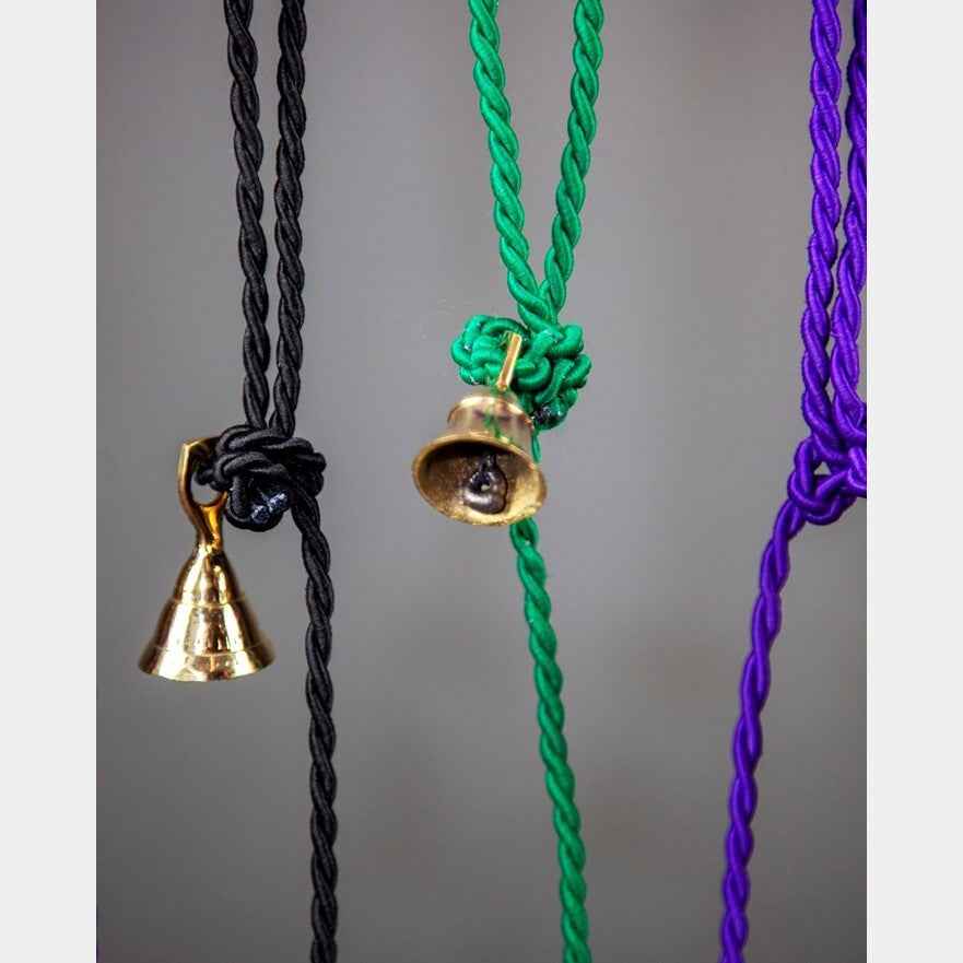 Three Handcrafted Brass Bells on Cord