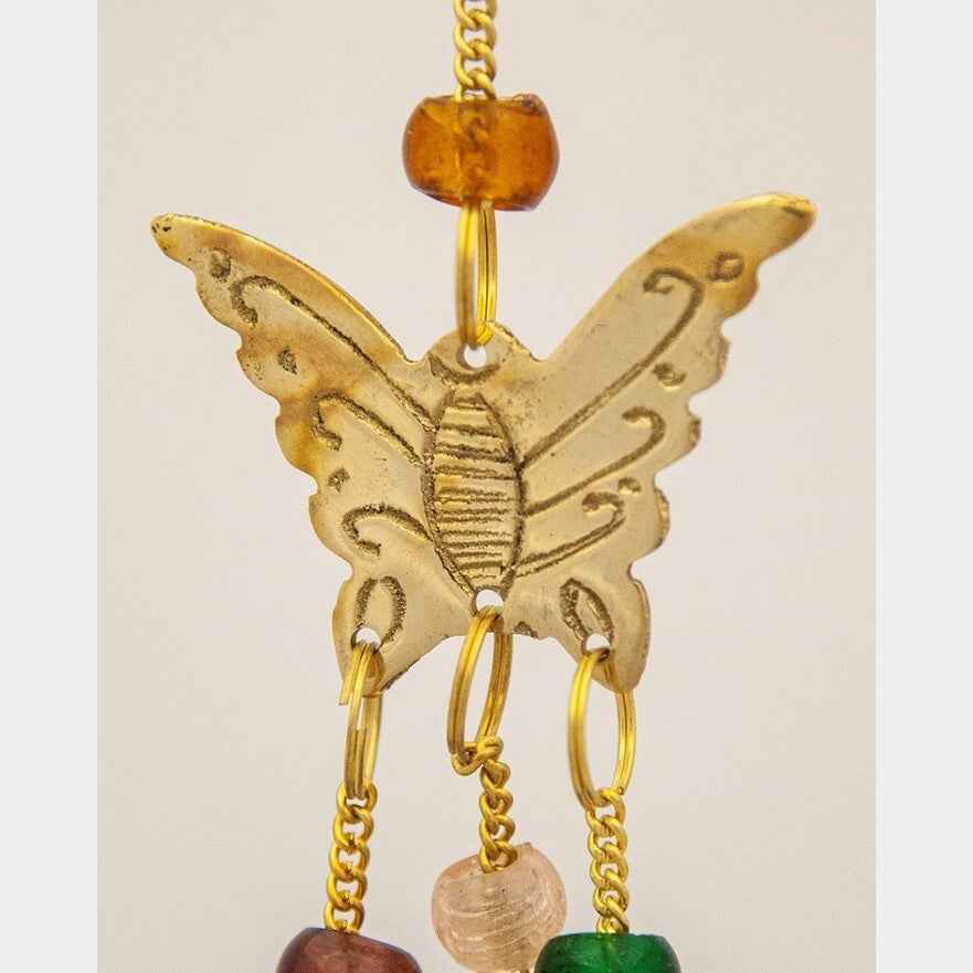 Small Brass Chimes with Three Bells and Glass Beads